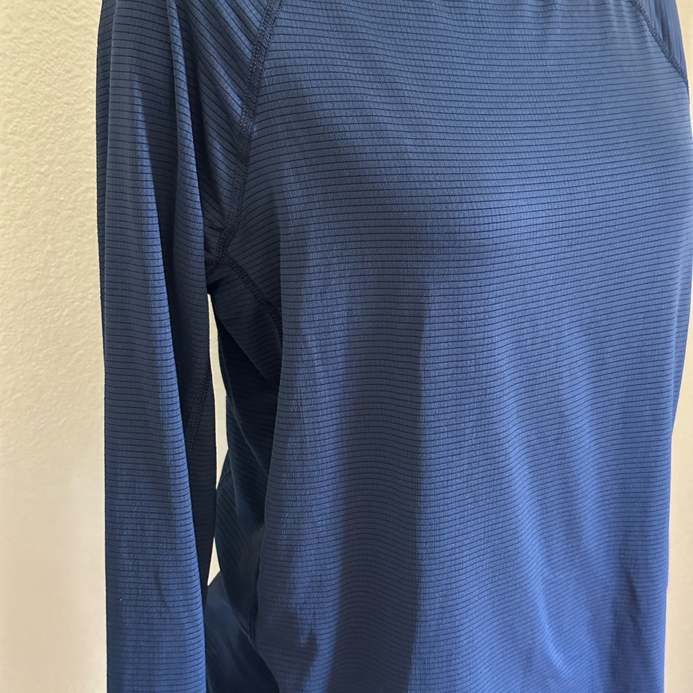 Huk Navy Ribbed Logo Crew Top